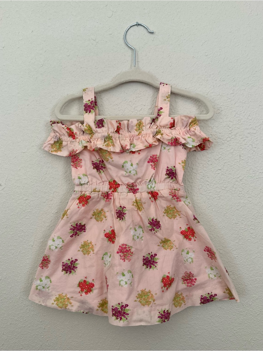 Janie and Jack Pink Floral Ruffle Sundress with Straps